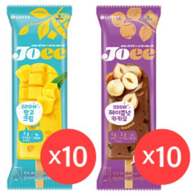 롯데 JOEE 크리미바 (헤이즐넛&망고 각10개씩) 80ml 20개