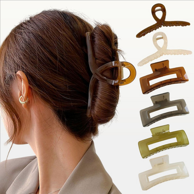뉴트럴톤 올림머리 반묶음 꼬임 사각헤어집게핀 6종세트