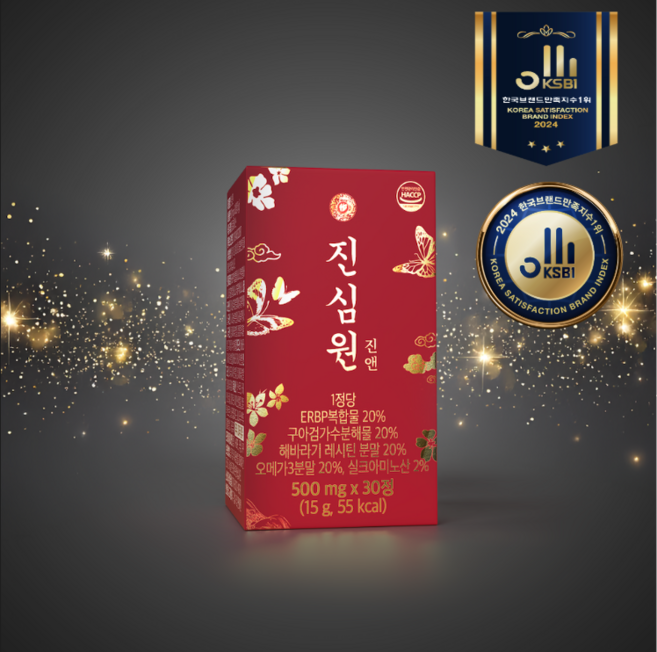 진앤 진심원 레시틴 오메가3 구아검 가수분해물 실크펩타이드 erbp 복합물, 1개, 30정