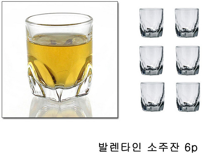 럭키글라스 발렌타인 소주잔 세트, 6개