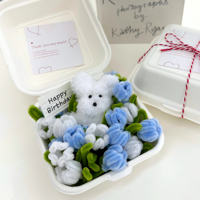 [쏘스데이] 모루꽃다발 DIY키트 만들기 모루인형, 1개, 블루(모루인형 포함)