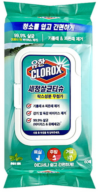 유한크로락스 세정살균티슈 후레시 센트, 4개