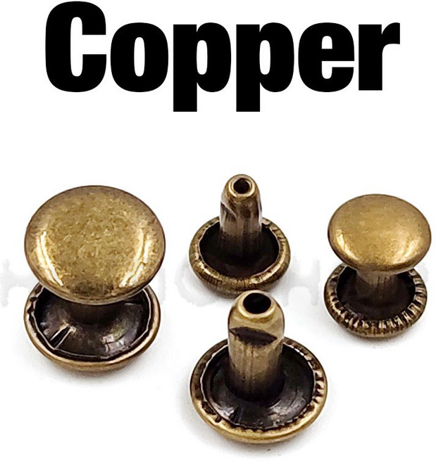 100sets 6 8mm 금속 더블 캡 라운드 리벳 스터드 충돌 네일 스파이크 락 가죽 공예 신발 가방 벨트 의류 팔찌 DIY, Copper, 8 x 10mm, 1개