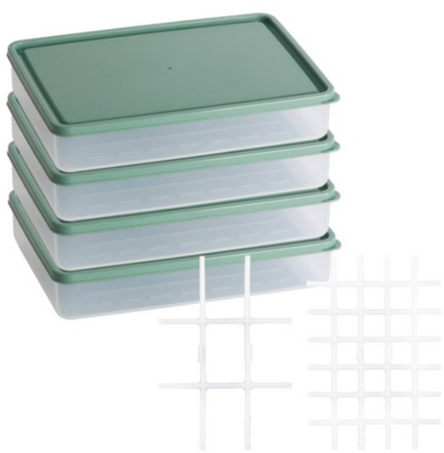 비트리 부드럽게 휘어지는 냉동 정리용기 세트 GREEN, 1세트, 용기1.54P+소분칸칸이9칸+소분칸칸이35칸