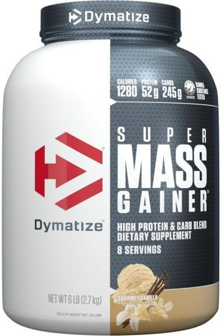 bcaa 벌크업 다이매티즈 슈퍼 매스 게이너 단백질 파우더 1280칼로리 52g 빠르게 강도와 크기 10.7g BCAA 쉽게 섞이고 맛이 좋으며 바닐라 6파운드(1팩), 8 Servings (Pack of 1), Vanilla