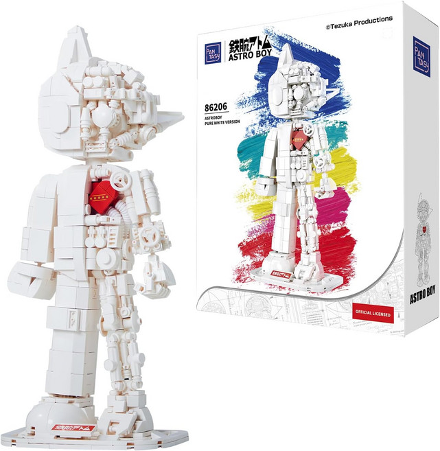 USA블럭 BRICKKK Pantasy Astro Boy 조립 키트 성인을 위한 멋진 세트 가정 또는 사무실을 창의적인 수집용 및 디스플레이 모델 청소년을 생일 선물1258개라이트, [07] 화이트 에디션, 1개