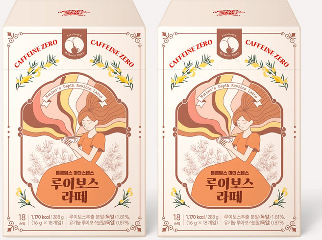 튼튼맘스 마더스댑스 루이보스티 라떼 밀크티 대용량16g 18개입 2개, 16g