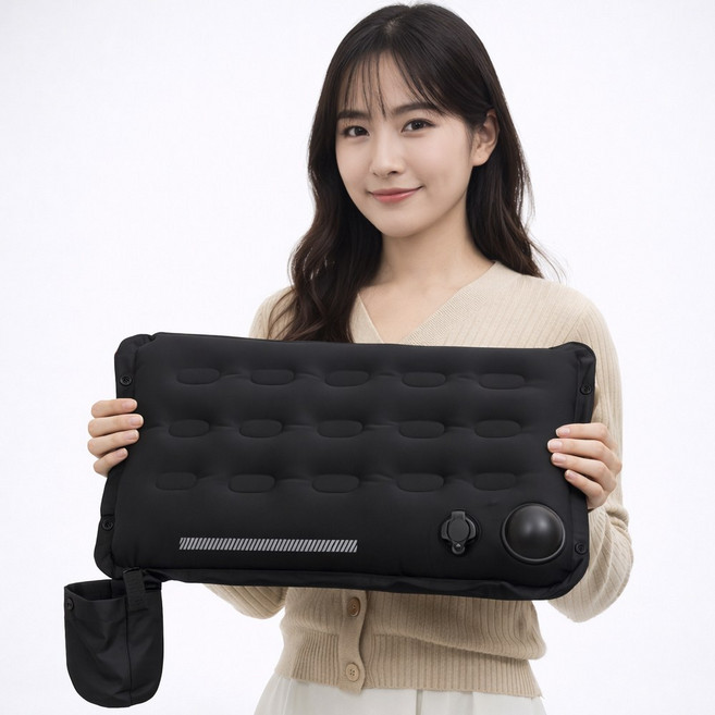 생기당 에어쿠션방석 공기방석 휴대용 펌프형, 블랙(black)