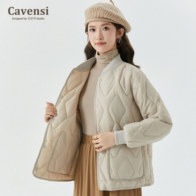 Cavensi 日系菱格加絨兩面穿棒球外套