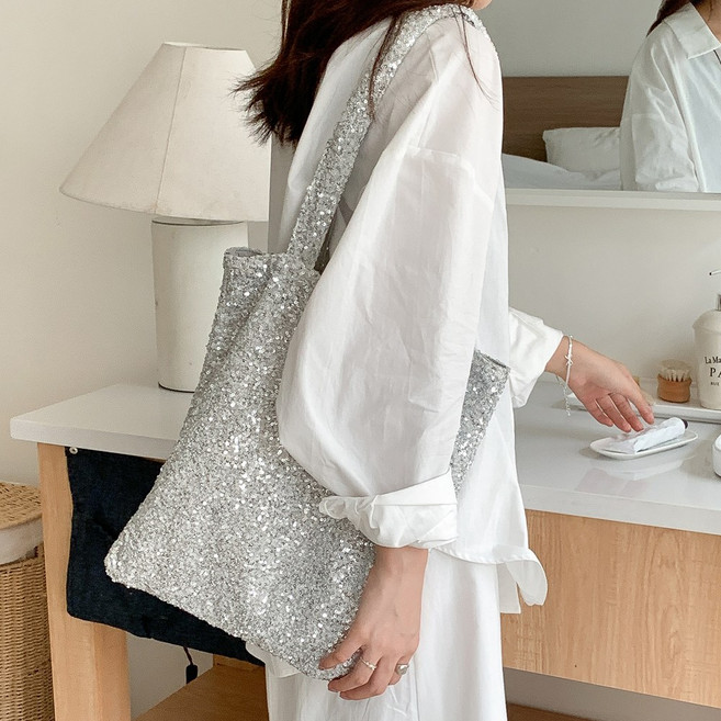 가볍고 편안한 빅사이즈 스팽글 숄더백 쇼퍼백 데일리백