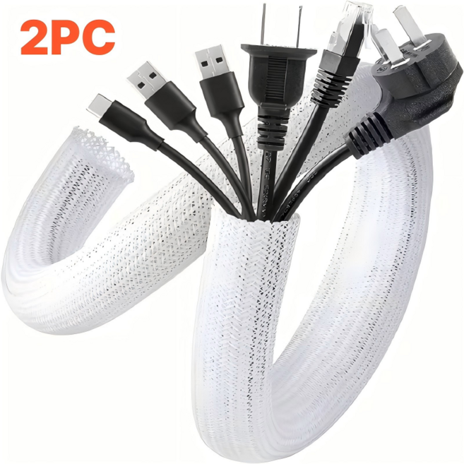 나일론 케이블 정리 튜브 전선 선정리 보호 커버 2P, 화이트, 1세트