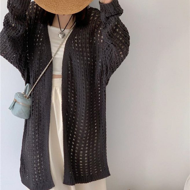 뉴욕멋쟁이 하이브니트 펀칭 루즈 롱가디건 (그물가디건)