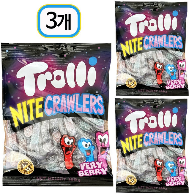 트롤리 베리향 구미 츄잉젤리, 3개, 100g