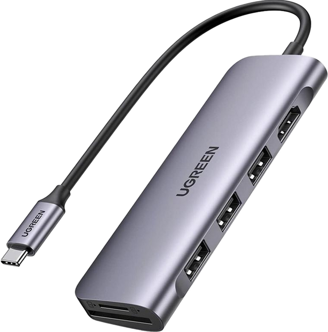 UGREEN 綠聯 6合1 Type-C USB集線器, 1個, 灰色