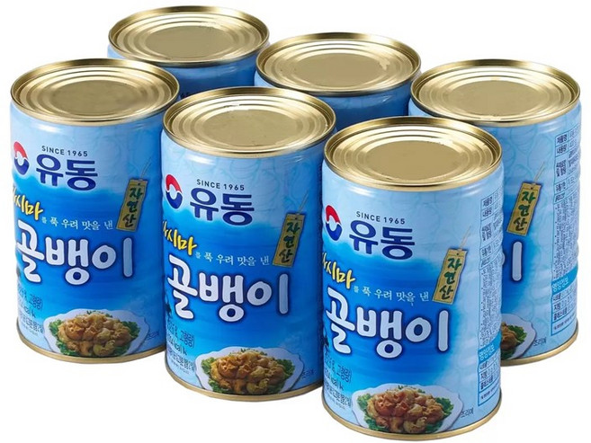 유동 자연산 다시마골뱅이 통조림, 400g, 6개