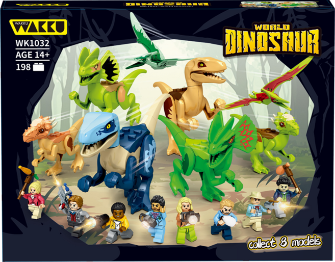 Wakku 쥬라기월드 레고호환블록 공룡+피규어 8종 블럭 세트 어린이날선물, 1개