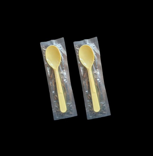 더착한팩 일회용 아이스크림 스푼 12cm 개별포장 노랑, 1개, 100개