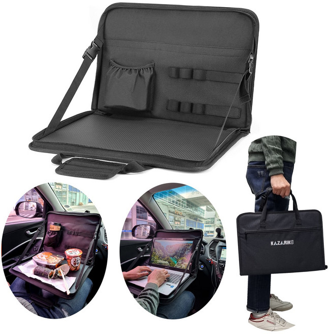 카자리코 차량용 다용도 접이식 테이블 노트북 거치대 식사 식탁 차 실내 도시락 트레이, 1개