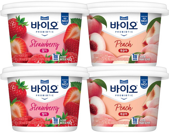 매일 바이오 PROBIOTIC 딸기+복숭아 각 2입, 4개, 400g