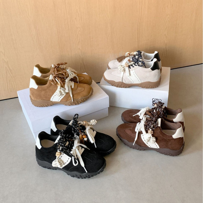 여성 추동 스니커즈 키높이 운동화 스트랩 통굽 스웨이드 데일리 통근 여행