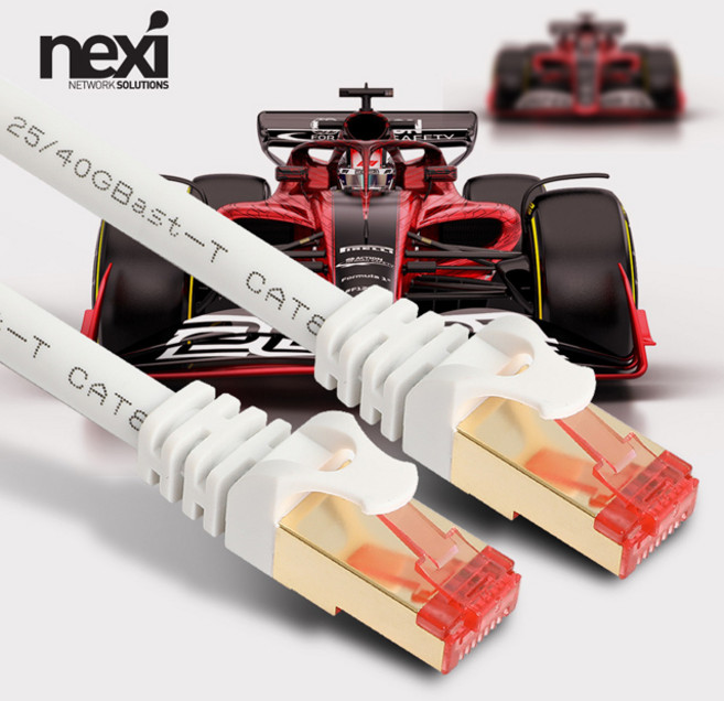 넥시 NX1045 CAT.8 S-FTP 40G 랜케이블 1m/NX-SFTP8S-010/패치코드/기가비트 랜선/초고속 인터넷선/40Gbps(2000MHz)/24AWG/연선/50u, 1개, 1m