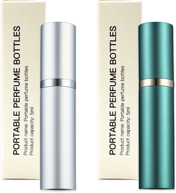 [1+1] 셀벨 베이직 고급 향수케이스 휴대용 펌핑 자동 하단 충전 리필 향수공병 5ml, 1개, 실버+딥그린