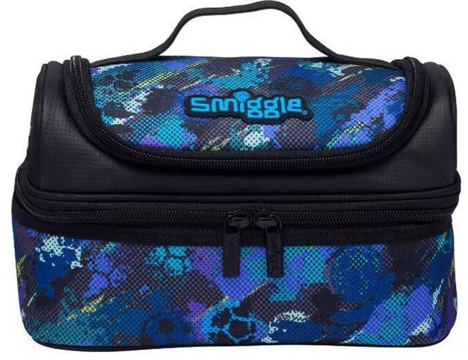 Smiggle 澳洲 藍色極速足球大號書包, 藍色極速足球手捉餐包