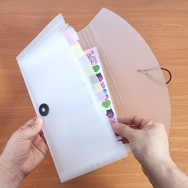 더이안 미니 아코디언 13칸 포켓 파일 파우치 스티커 영수증 통장 정리 보관, 1개
