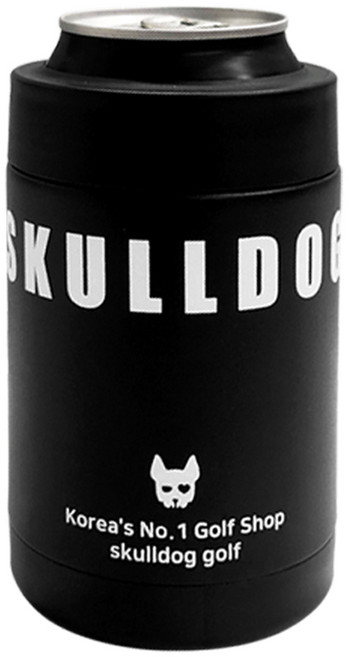 스컬독 캔 쿨러 홀더 아이싱기 아이스 칠러 맥주캔 커버 음료 보냉백 스텐, 블랙, 355ml