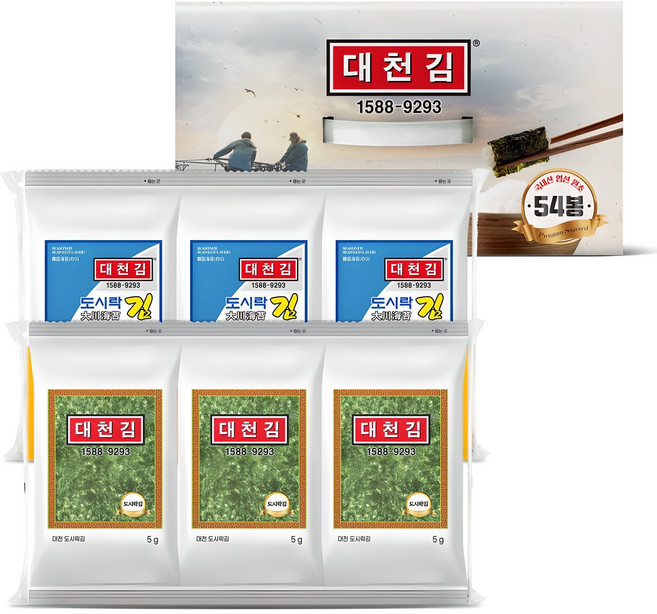 대천김 재래도시락김 세트, 5g, 54개