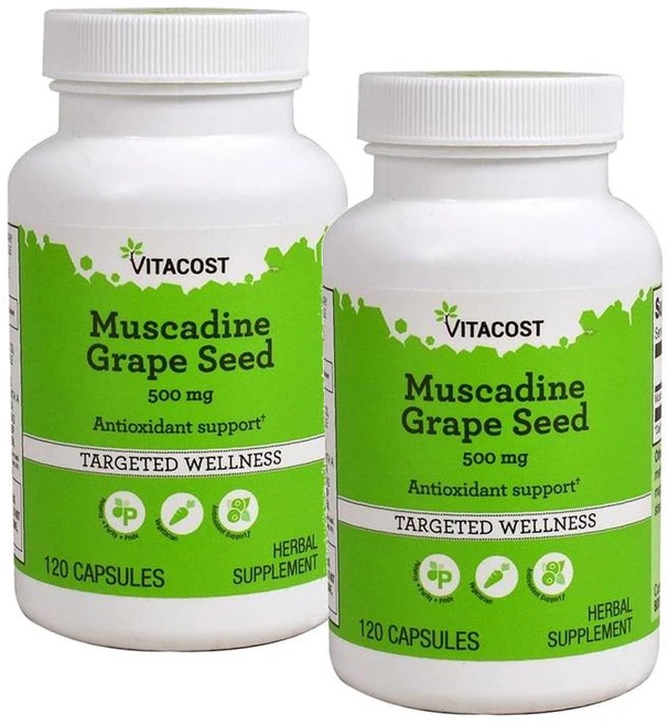 비타코스트 무스카딘 포도씨 추출물 500mg 캡슐 Vitacost Muscadine Grape Seed, 2개, 120정 - 쿠팡