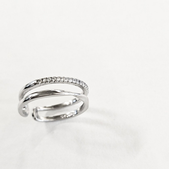 [주니퍼샵] 스털링 실버 은 S925 데일리 심플 레이어드 두줄 오픈반지