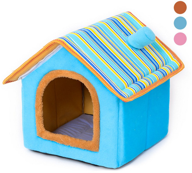 감성스터프 반려동물 소프트 쿠션 방석 지붕 강아지집, 블루, 1개