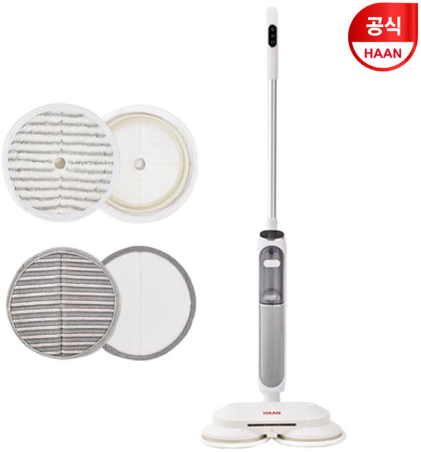 한경희 초고속예열 프리미엄 살균 스팀물걸레청소기 셀프클리닝 EHMS-D3000WT + 초극세사 전용패드 4장, 한경희 스팀물걸레청소기 EHMS-D3000WT