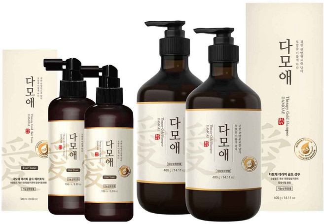 (2세트) 다모애 테라피 골드 샴푸 & 헤어토닉 탈모증상완화도움