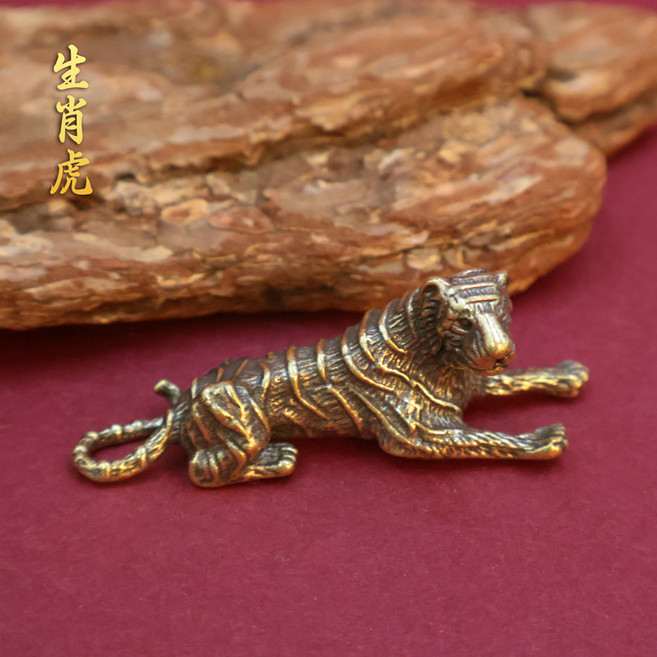 黃銅擺件 十二生肖吉祥物 工藝品 居家裝飾 送禮禮品 傳統風格 藝術收藏 鼠牛虎兔龍蛇馬羊猴雞狗豬 開運飾品+大號立體生肖虎, 大號立體生肖虎