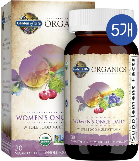 가든오브라이프 여성 원스 데일리 멀티비타민 철분 비오틴 Garden of Life Women's Multivitamin, 5개, 30정