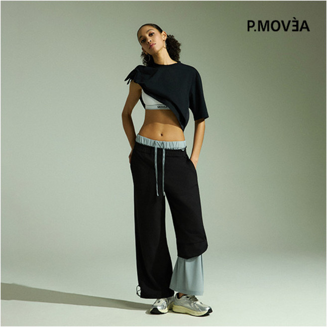 [P.MOVƎ̀A] (피무베아) 26SS 여성 씬 테크 밴딩 팬츠 2종