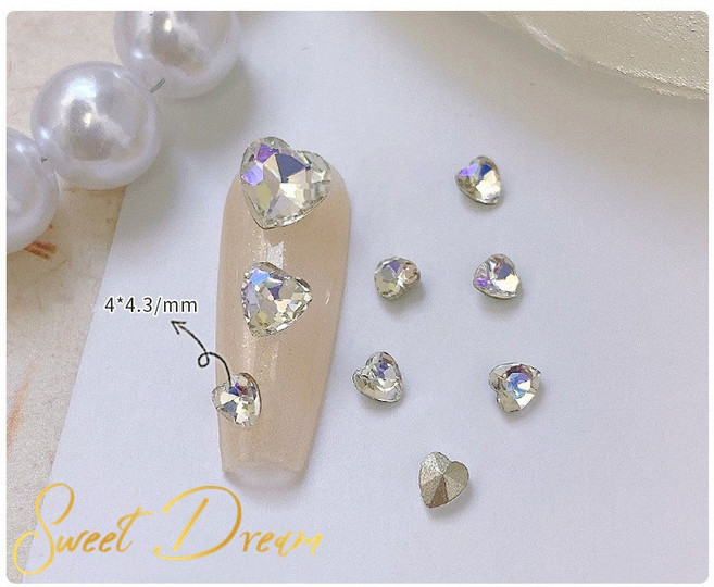 美甲水晶愛心尖底鑽 10顆, 1個, 03星空彩【小款4mm】10顆, 03星空彩