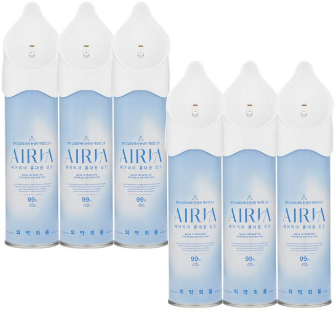 [5.9L 고농도] 에어리아 휴대용 산소캔 655ml, 6개