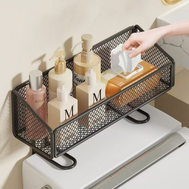 마벨인홈 무타공 욕실 변기 메쉬 틈새 정리 선반, 1개, 블랙
