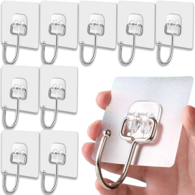 라라홀릭 초강력 무타공 접착식 매직후크, 투명, 10개