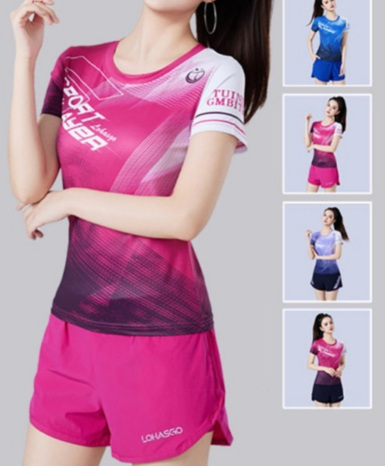 여성 탁구복 상하의 세트 반팔 반바지 경량 여름 운동복