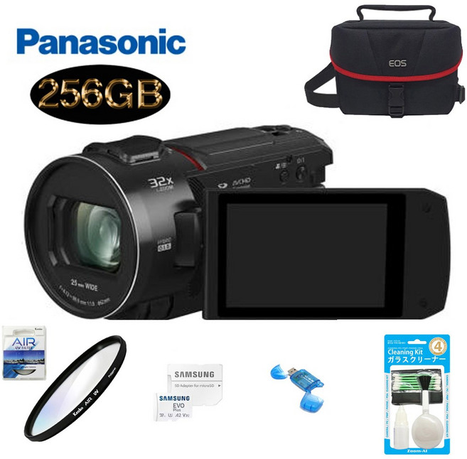 Panasonic 프리미엄 컴팩트 4K 캠코더 HC-VX3+256GB+중형가방+kenko UV필터+크리닝킷+리더기, HC-VX3패키지