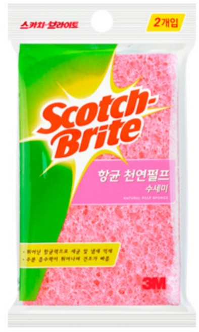 [3M] 스카치 브라이트 항균 수세미 셀룰로우즈, 2개입, 1개