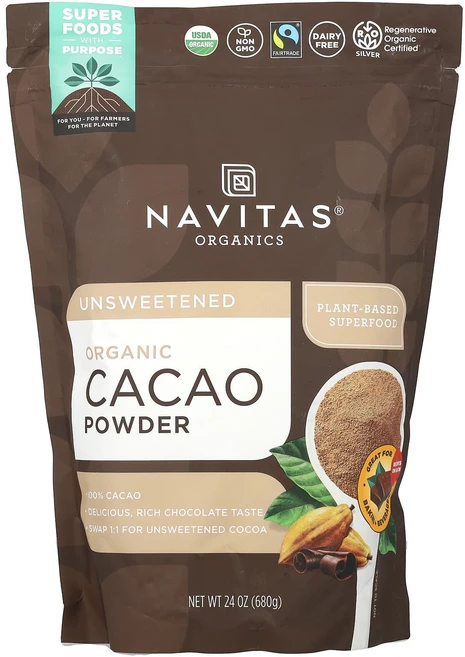 건강챙기세요 Navitas Organics 유기농 카카오 분말 무가당 680g(24oz) 백살까지오래오래, NavitasOrganics유기농카카오분말무가당680g - 쿠팡