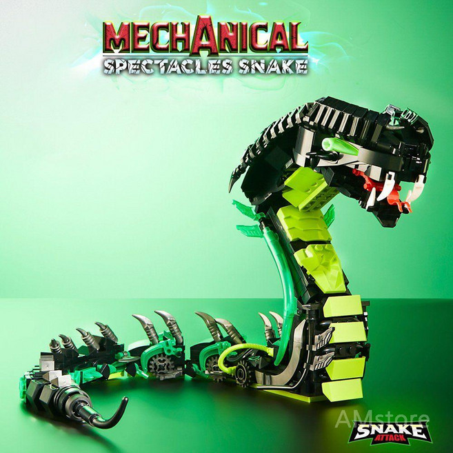 코브라 블록 조립 메카닉 스네이크 뱀 로봇 파충류 특별한 독사, 689PCS