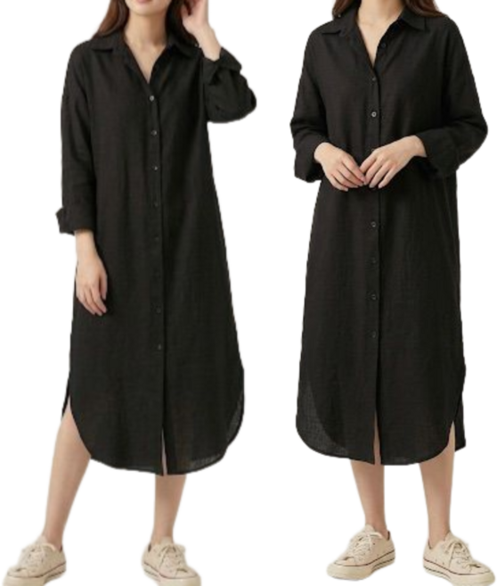 해피인뉴 깔끔한 여성 롱 셔츠 원피스 루즈핏 맥시