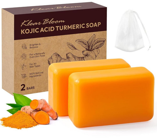 Kojic clear bloom 시어 버터 산성 강황 비누 바 2개 210g
