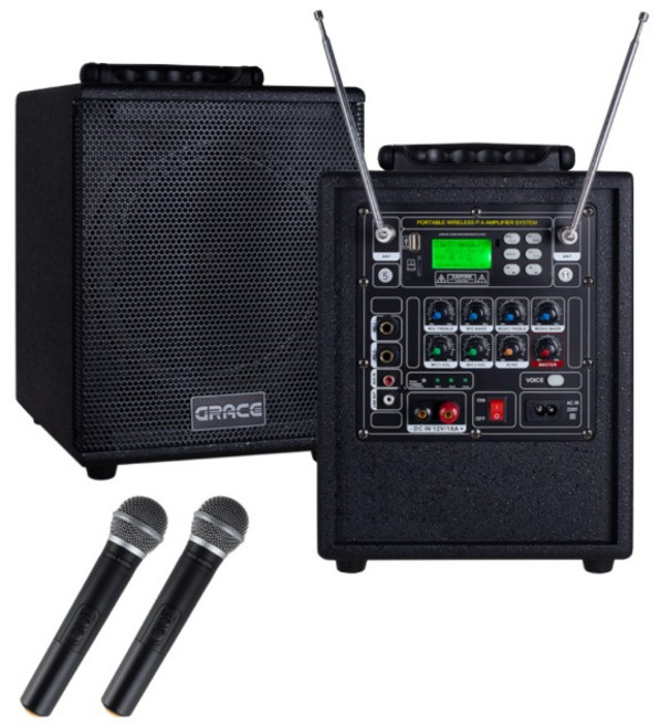 그레이스 150W 행사용 이동식 스피커 핸드2개 EG-153